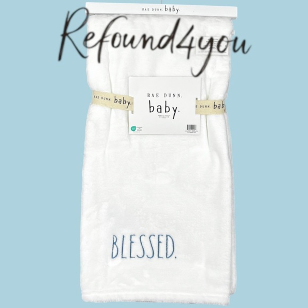 Rae Dunn - Blessed - Blue’ Plush Baby Blanket. 30“x40“ NWT. Firm unless bundled!